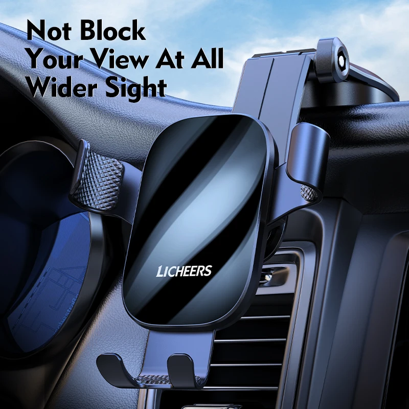 LICHEERS 2022 Upgraded Gravity Car Phone Holder Mount for Dashboard Air Vent Windshield For iPhone 13 12