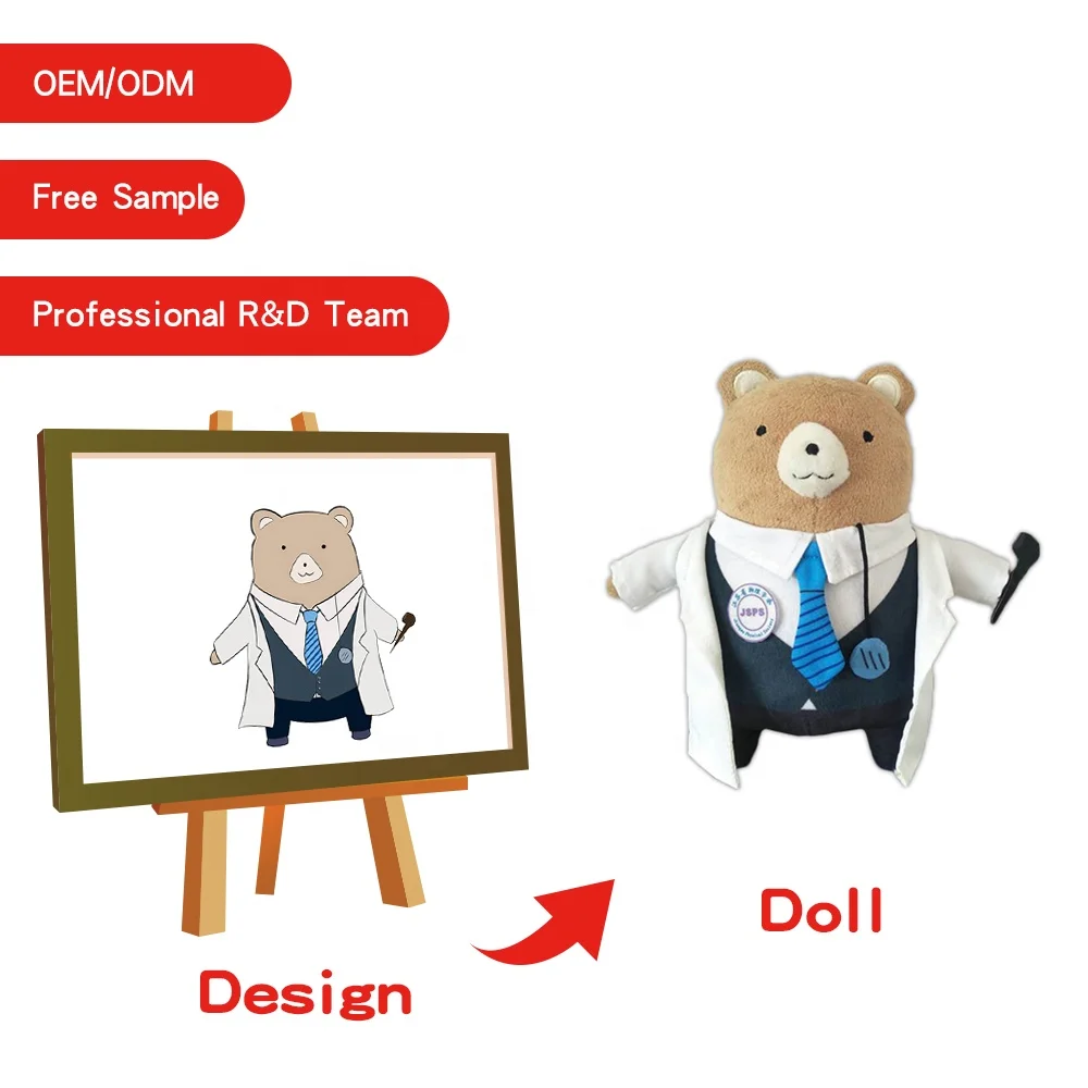 custom plushie art design Animal plush toys plush Embroidery face soft stuffed animal Promotional bulk logo turn plush toys