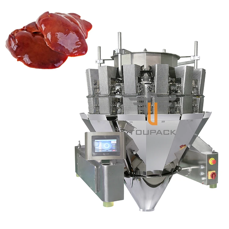 High Quality 16 Head Chicken liver Chicken Leg Screw Feeding Packaging Machine Multihead Weigher For Pork