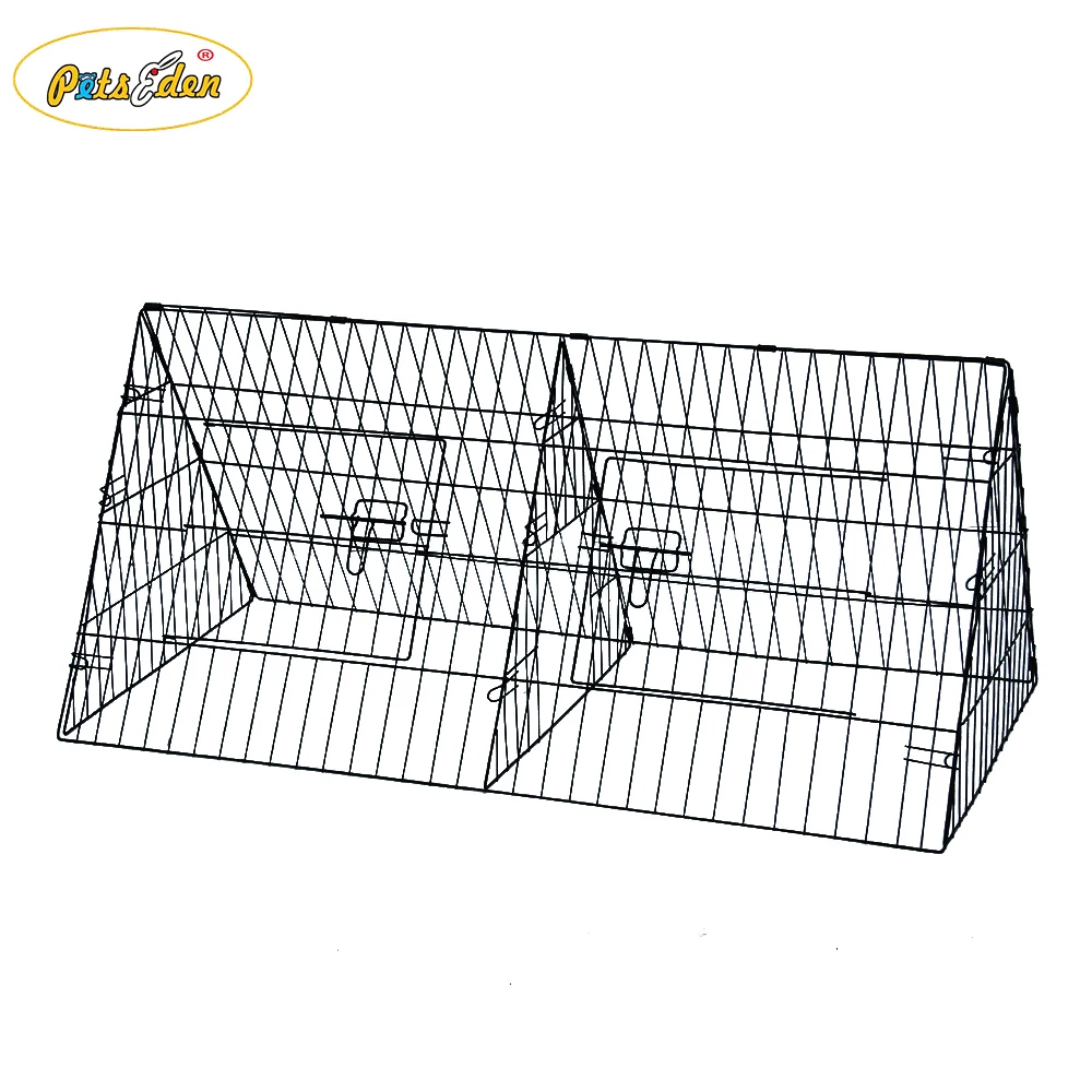 Wholesale Triangle Folding Pet Wire Metal Bunny Cages Indoor Rabbit House Hutch Outdoor Rabbit Cage