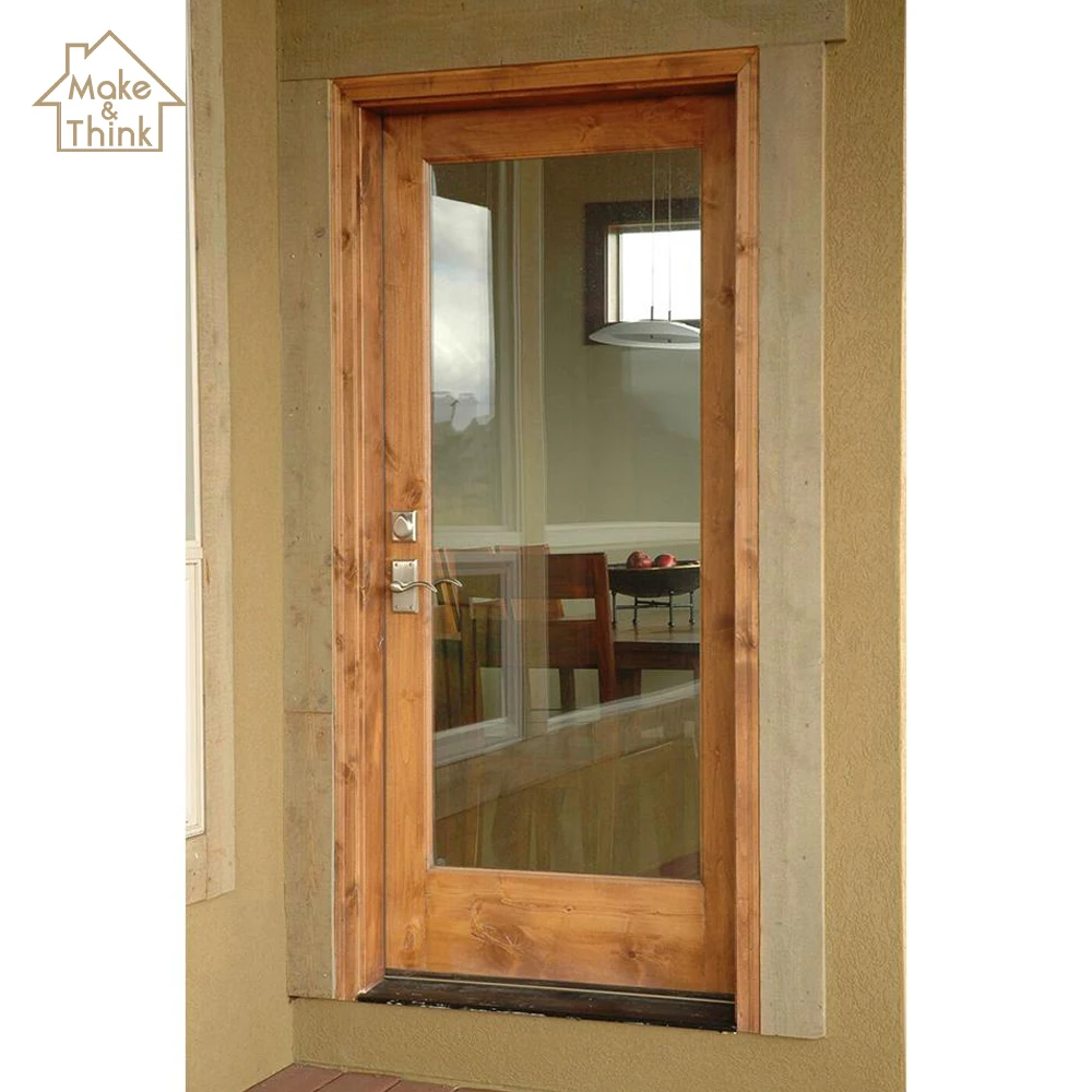 
Unbreakable living room glass wood timber french swing door portas francesas 