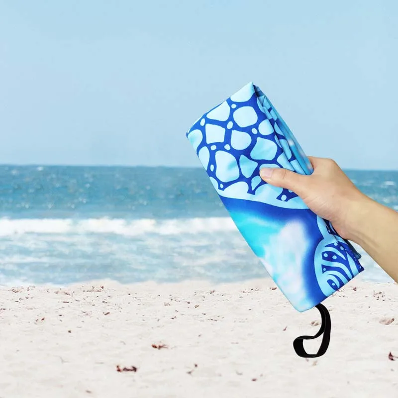 90*180Cm Quick Dry Plus Oversized Sea Turtle Printed Absorbent Suede Microfiber Personalized Beach Towels With Portable Mesh Bag