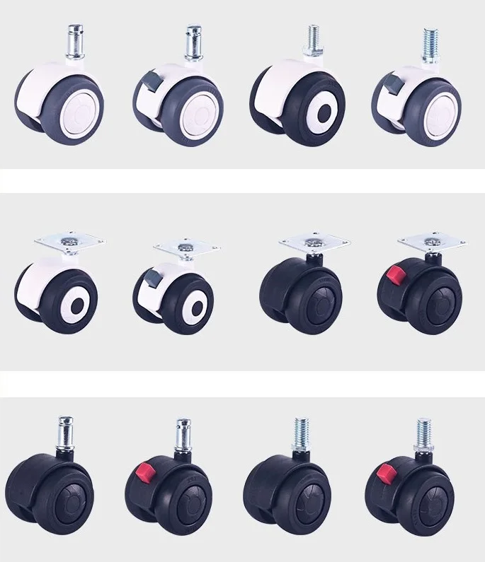 2 Inch 50MM Noiseless TPE Wheels Castor Swivel Furniture Chair Caster With Plate