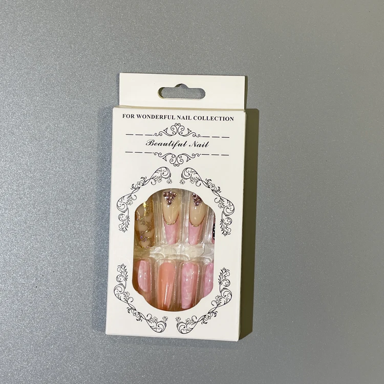 Nail supplies long coffin nails PMMA acrylic press on false finger nails 24pcs/box with glue design high quality