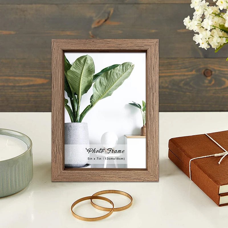 Nordic Style 5x7 Handmade Natural Dark Brown Wood MDF Photo Frame