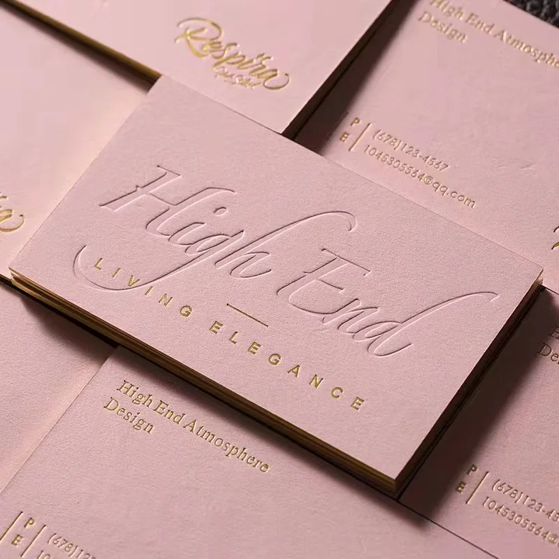 Small Business Custom Logo Card 5x9/7x11cm Matte Pink Cotton Card/Greeting/Thank You/Postcard Customized Packaging Cardboard