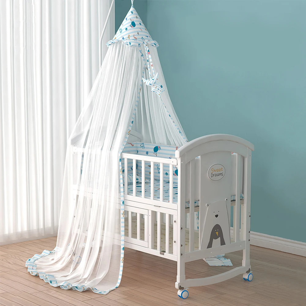 New European style Breathable Hanging Baby Bed Mosquito Net Portable Baby Cradle Canopy Netting with Stand