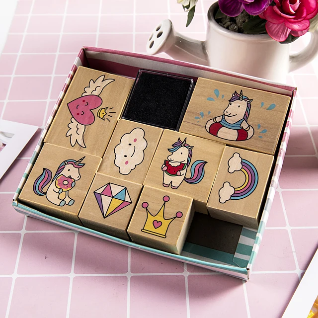 Retro wooden heart seal decoration DIY Wooden stamps