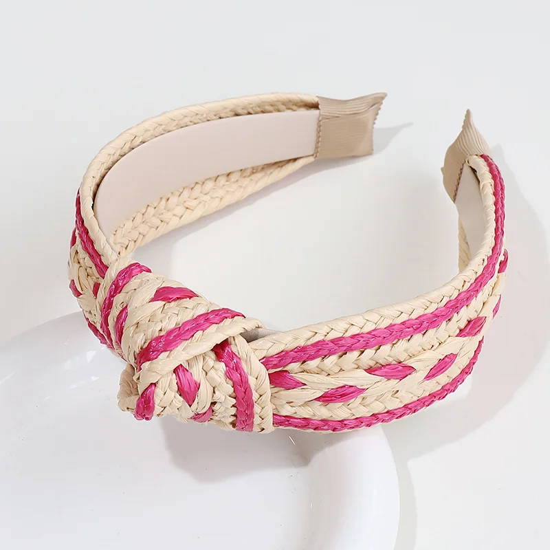 Retro Summer Straw Lafite Resort Style Knotted Headband Fashion on Vacation Hair Accessories For Women