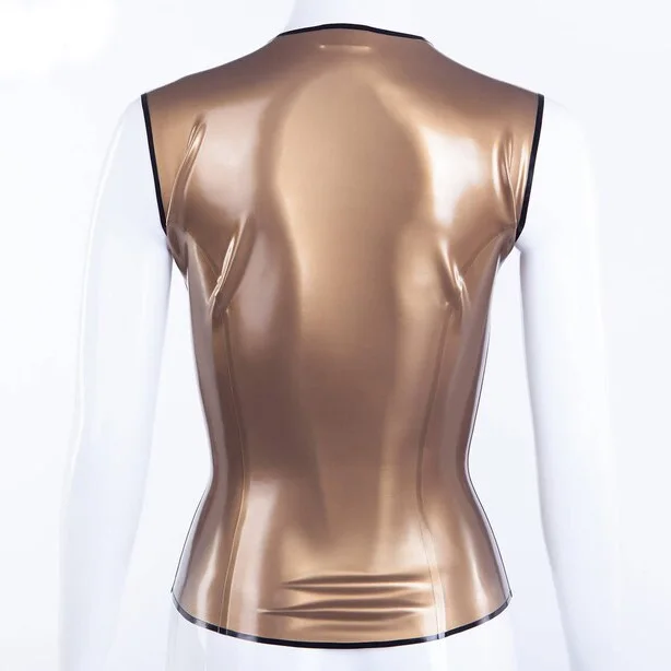 Double Shoulders Zipper  Full Body Latex Tight Jumpsuit Rubber Catsuit Clothing with Crotch Zip