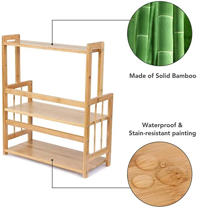 Wholesale High Quality Seasoning Storage Shelf 3 Tier Free Standing Wall Mounted Bamboo Kitchen Jar Spice Rack Organiser