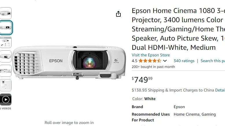 Epsons   educational High Contrast 5000000:1 lasers Long Throw 1080P 4K  3LCD Video Projector 5500 lumen used for