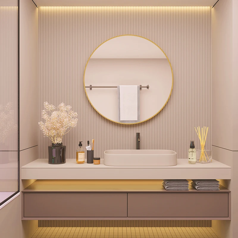 Wholesale decorative gold framed round wall mirror furniture bathroom mirror rattan wall bedroom Living Room  mirror  round