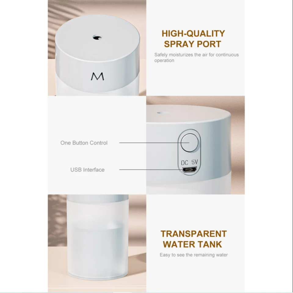 USB Ultrasonic Essential Oil Diffuser 260ml Portable LED Lamp Mist Aromatherapy Sprayer for Home Mechanical