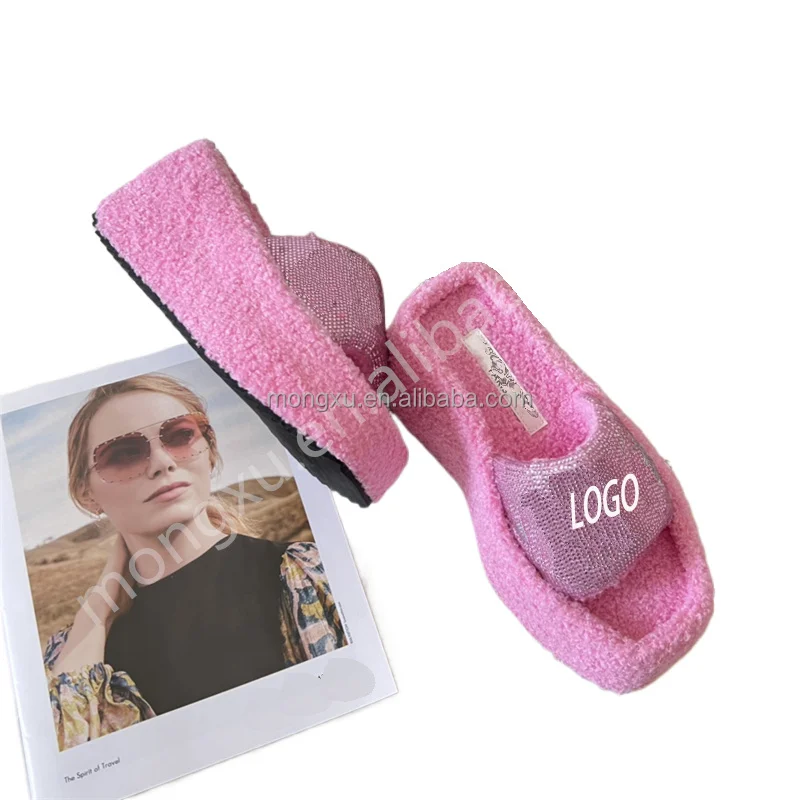 Fashion Faux Fur Warm Shoes Slip On Flats Female Winter Women House Furry Slippers Home Slides Plush Indoorfur Slippers