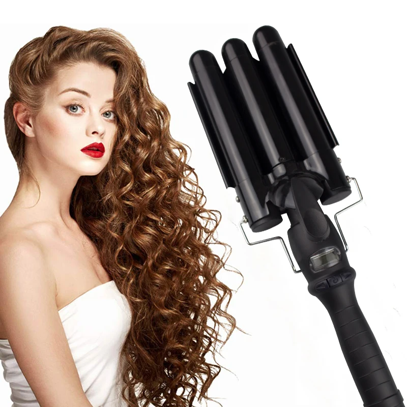 New Automatic Wave 3 Ceramic Coating Barrel Hair Curler Curling Iron