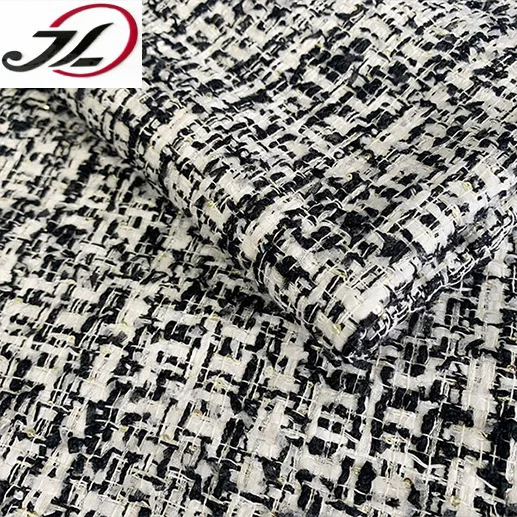 Ready to ship 100% polyester  braided  small fragrant style tweed fabric for coat dress