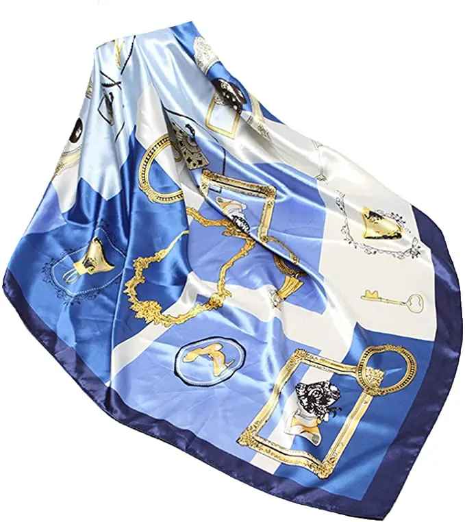Silk Feeling Scarf Womens Fashion Printing Pattern Scarf