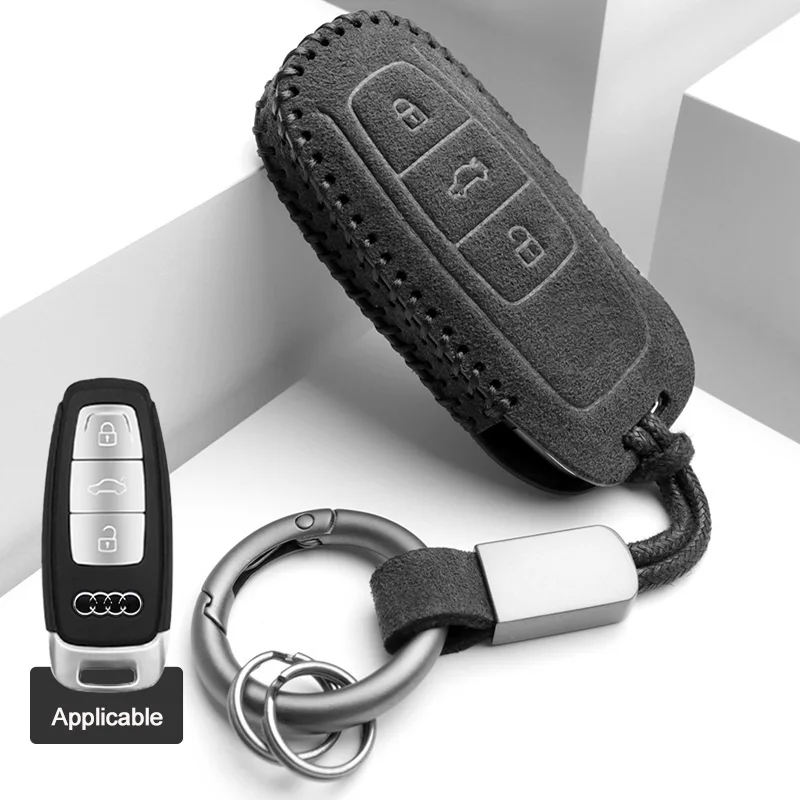 Ushilife Luxury Key Cover Accessories CarKey Case Alcantare Material Protective Cover to Audi A6 A4 A3 Q3 Q2 Q5 Q7 A7 A8 Q8 Keys