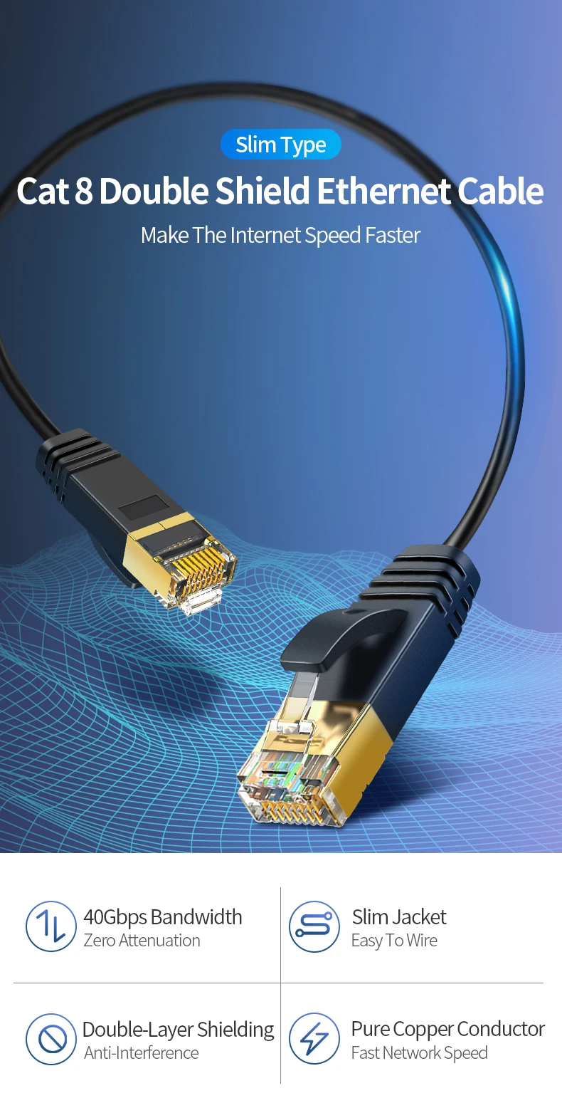 Cablecreation CAT8 Ethernet Cable 40Gbps 2000MHz S/FTP Cat 8 RJ45 Network Lan Patch Cord