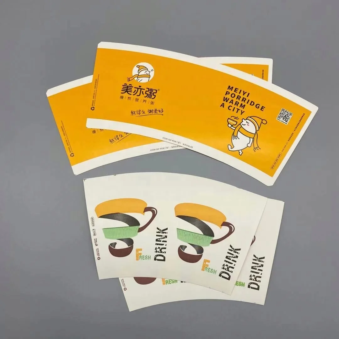 100% wood pulp raw material 260gsm food grade pe coated cardboard designs logo paper cup fan