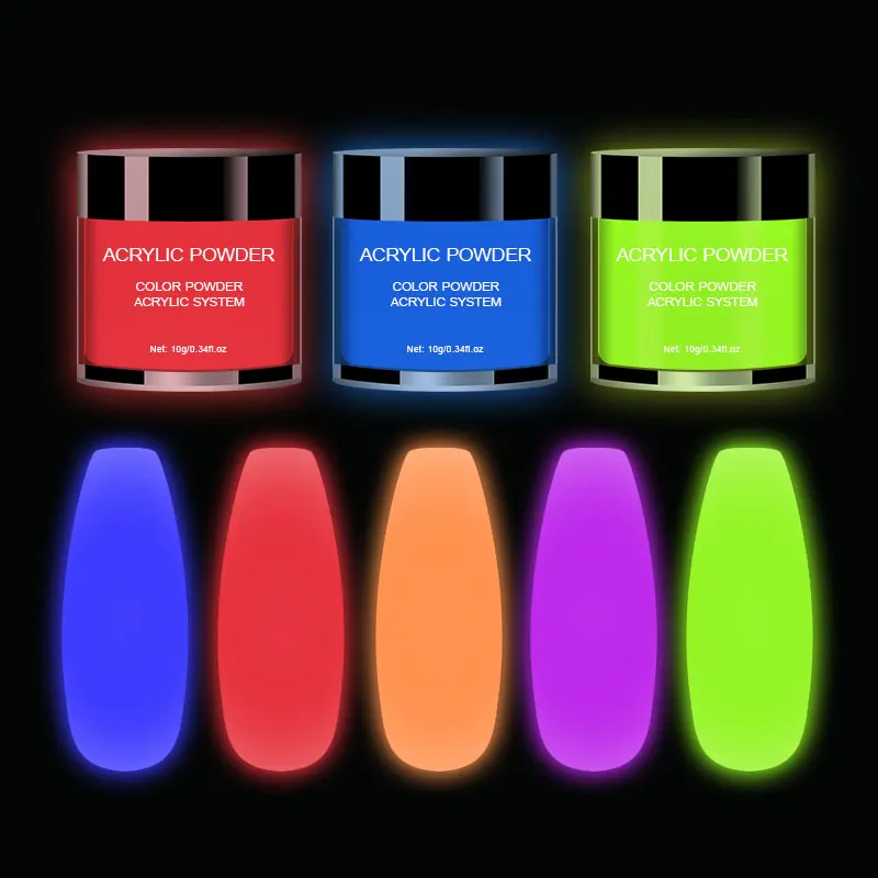 OEM Luminous Color Glow In The Dark Neon Pigment Acrylic Nail Powder For Nails Factory Price