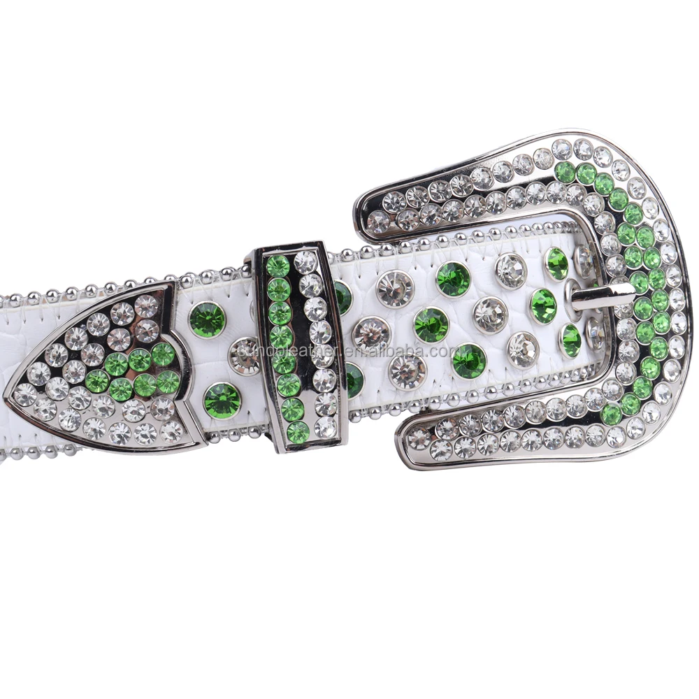 Luxurious Diamond Jeans Belts Fashion Thick Buckle Cowboy Studded Designer Leather Belts For Man
