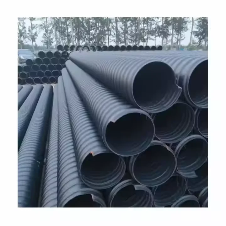 SN16 1400mm Large Diameter Culvert Drainage Pipe HDPE Steel Belt Reinforced Corrugated For Sewer