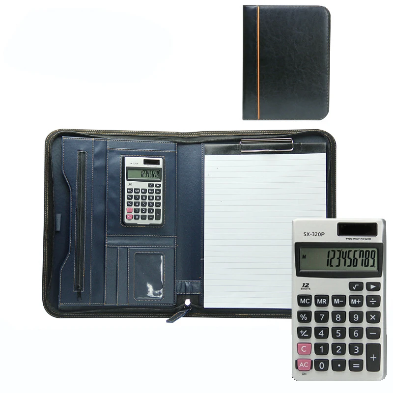 Portfolio Leather Business Organizer Folder Large Capacity Messenger Bag Brown