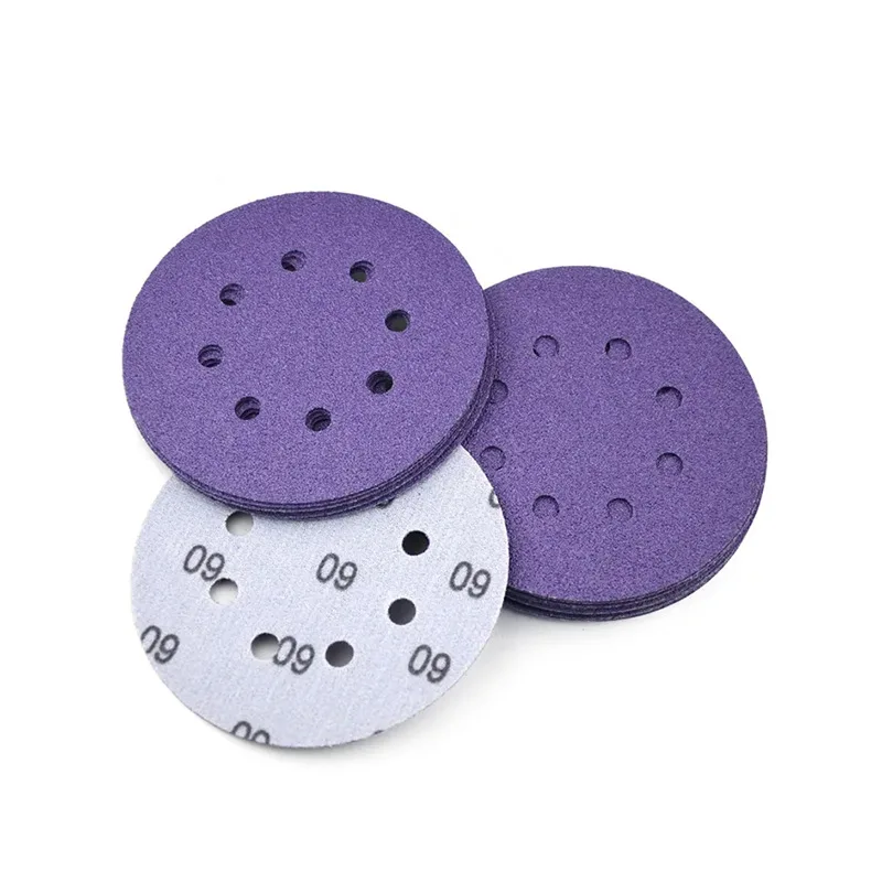 Ezarc high quality 8 holes  Aluminum Oxide 5 inch  grit sanding discs for wood and metal polishing