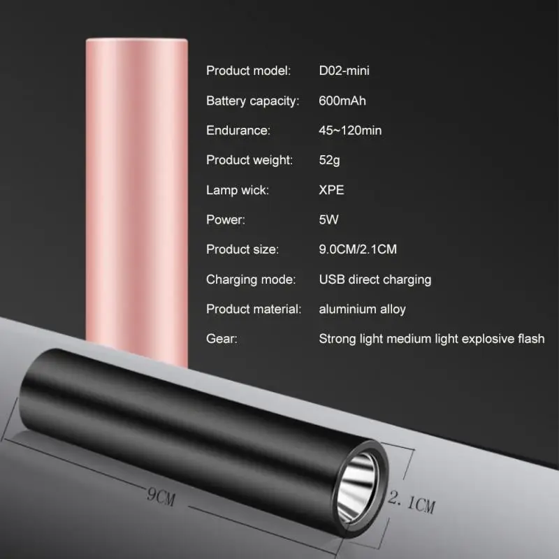 Flashlight 18650 Lithium Battery USB Rechargeable Mini LED Flashlight