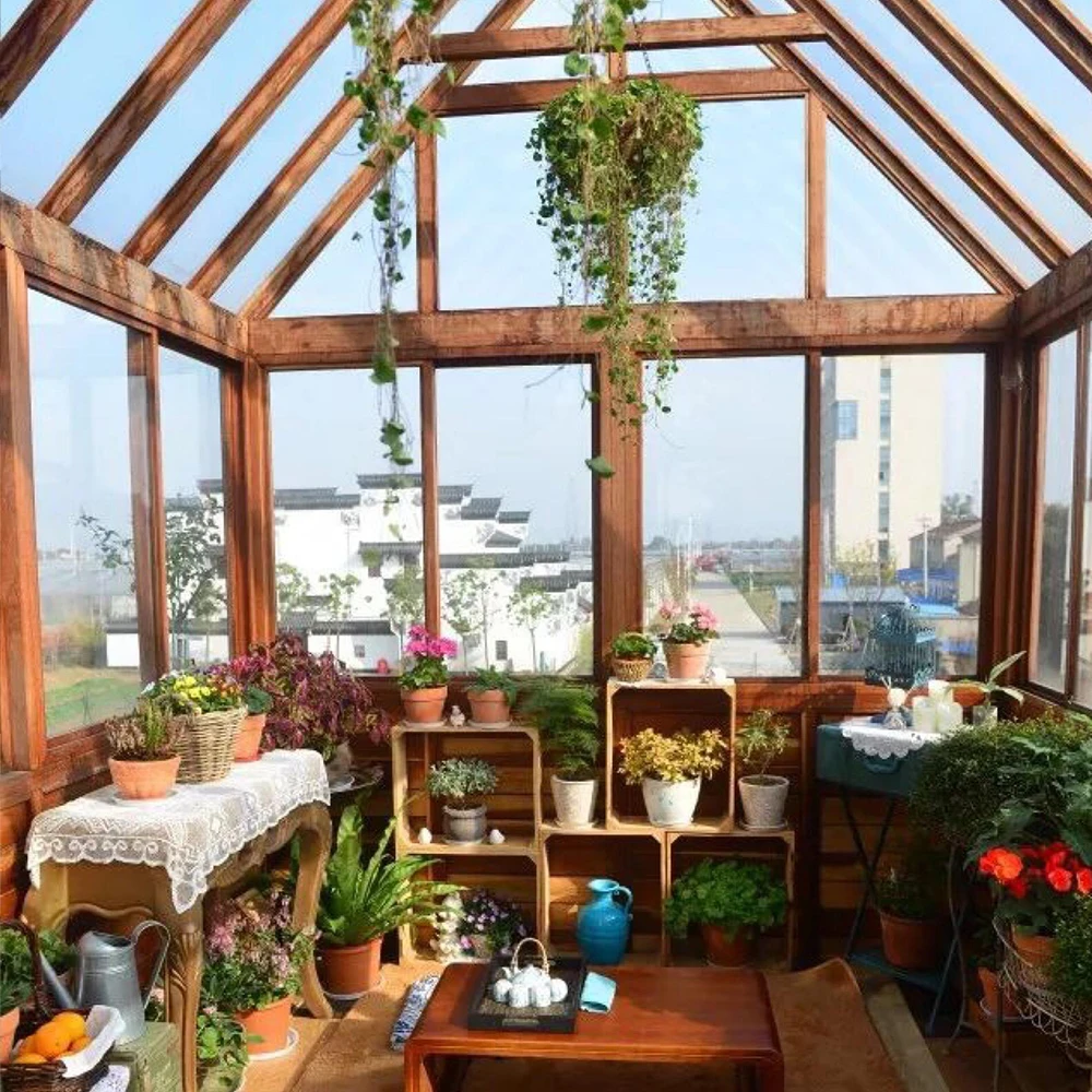 Outdoor Veranda Sun Room Patio Winter Garden Glass House Orangerie Greenhouse Solarium Conservatory Prefab Free Standing Sunroom