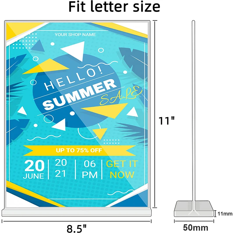Быстрая доставка пользовательских A4 A5 A6 офисные ресторанного меню T Shape Прозрачный оптом акриловый держатель знака 8,5X11