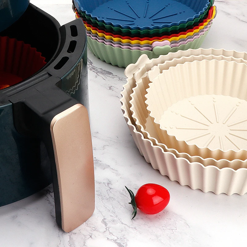7/8/9.5 Inch New Arrivals Reusable Silicone Air Fryer Pot Accessories Non-stick Air Fryer Silicone Liner Basket