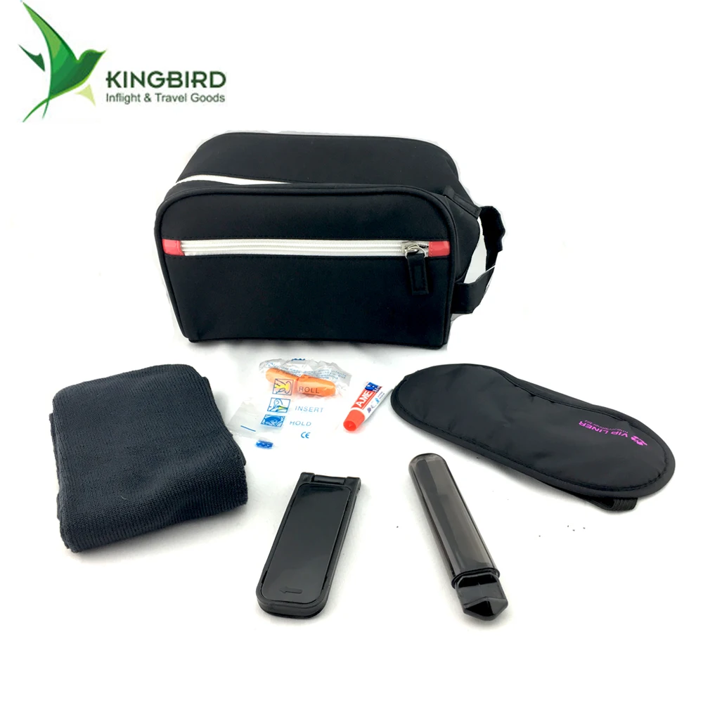 Black First Class Inflight Amenity Kit for Travel Airplane Business Travel