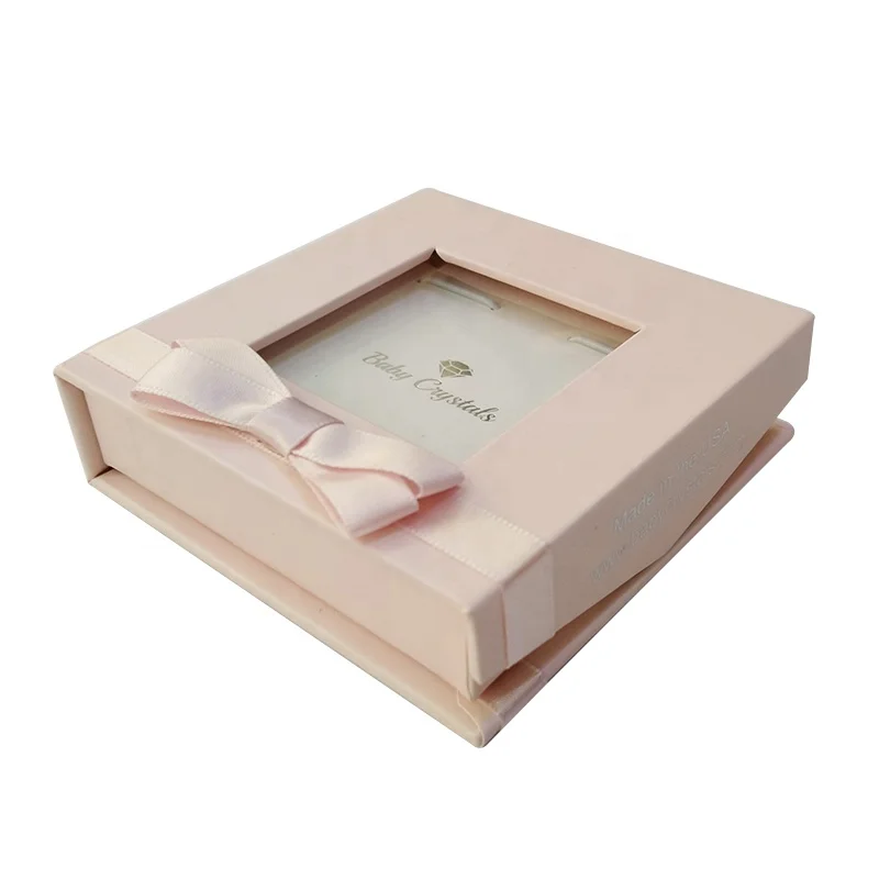 Transparent Clear PVC Bracelet Pink Jewelry Gift Box Window with Magnetic Lid