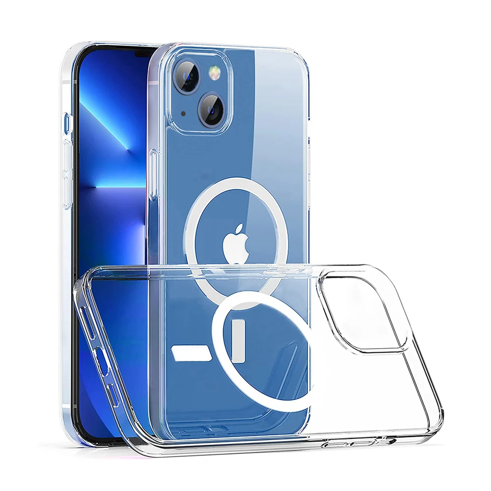 Mag Safe Shockproof Transparent Clear Magnetic Wireless Charger Phone Cover Case For iPhone 13 12 11 Pro Max Mini