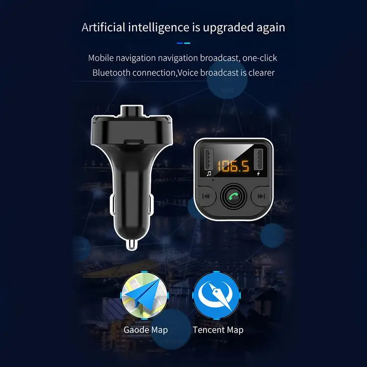 Sw-214wholesale price fm transmitter portable car quick changing dual usb port music mp3 audio receiver adapter