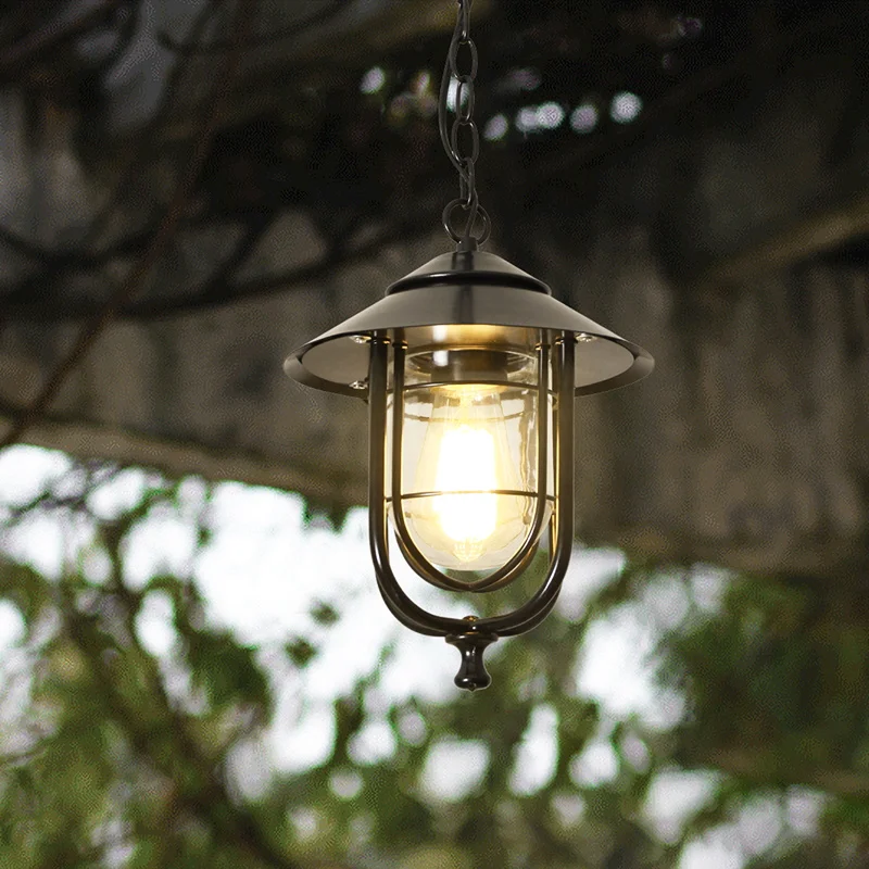 Outdoor retro Rustic Metal loft Vintage industrial Iron glass Antique waterproof LED Outdoor Chandelier  Pendant lamp