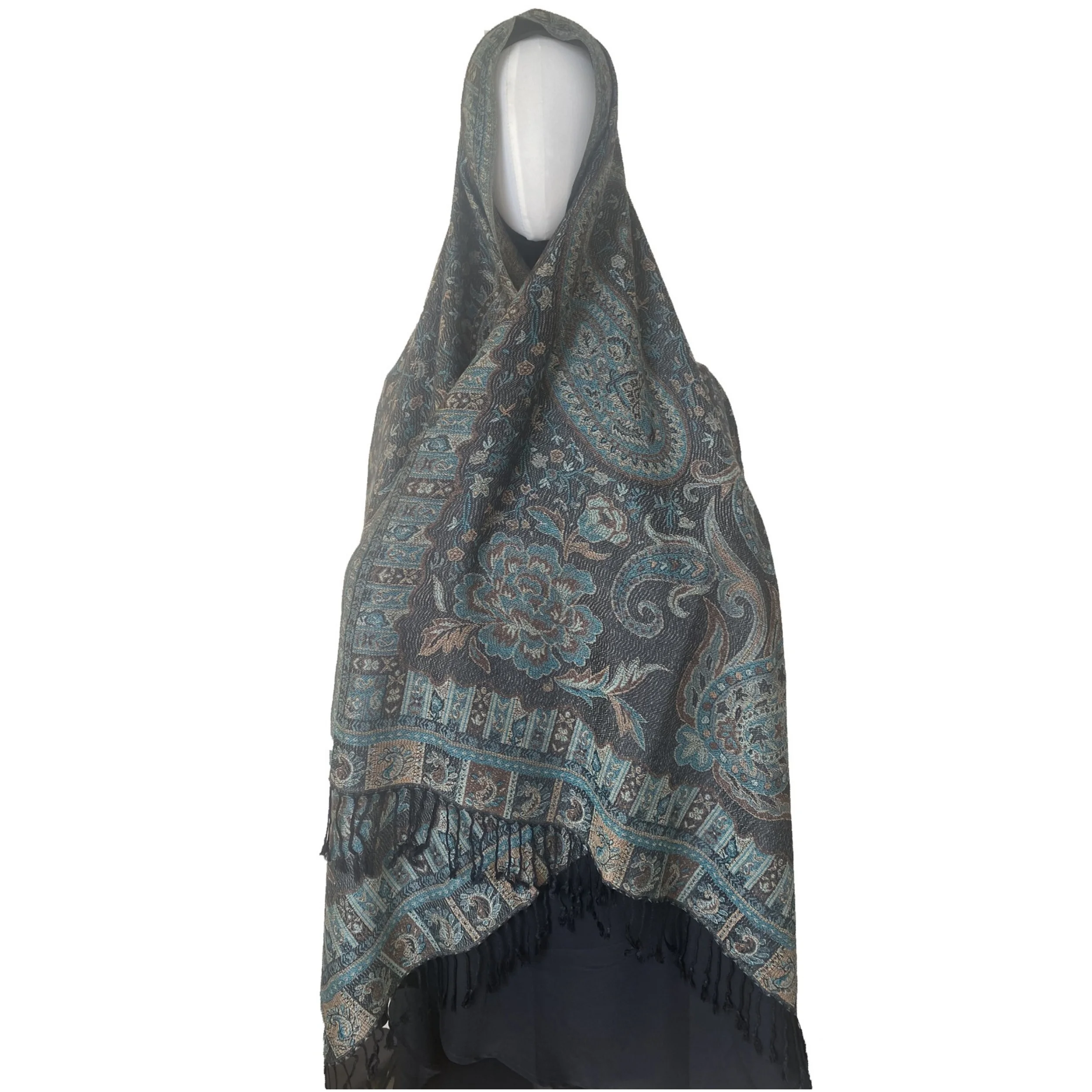 New Wholesale Soft Elegant Luxury Womens Scarf Jacquard Paisley Pattern Stole Wrap Warm Hijab Pashmina Shawls With Tassel