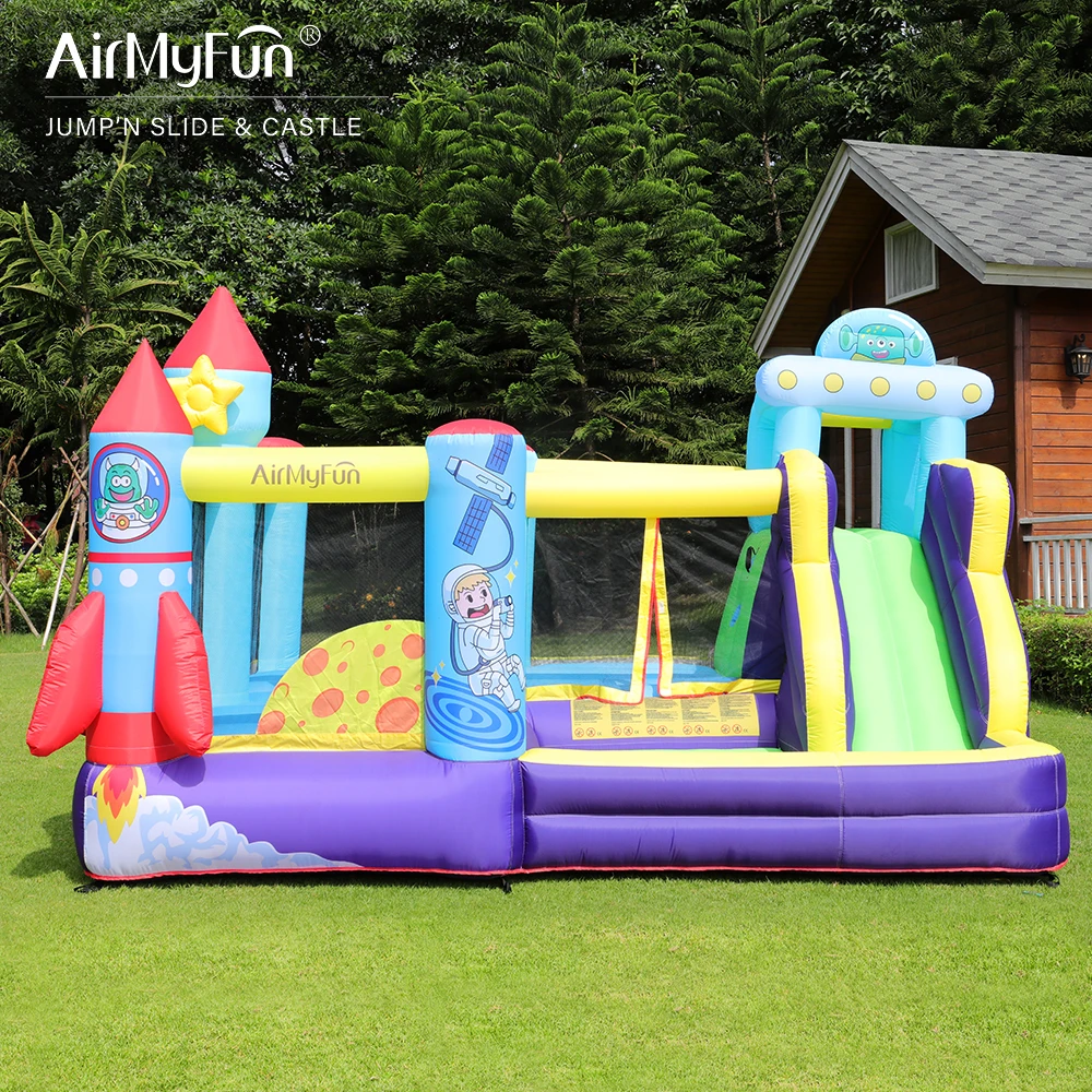 China Factory Outer Sky Rocket Bouncy House Castle Party Custom Inflatable Trampolines Slide For Children
