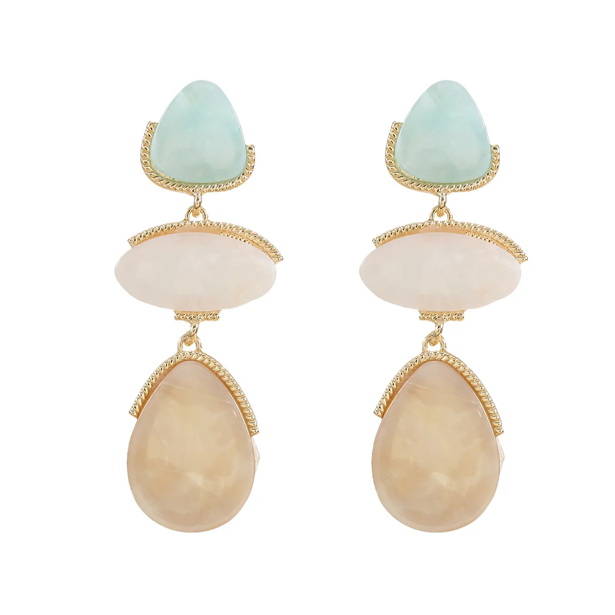 Fashion New Acetic Acid Plate dangle Earrings Multi layer Geometric brown Resin Pendant Earrings Wholesale for Women