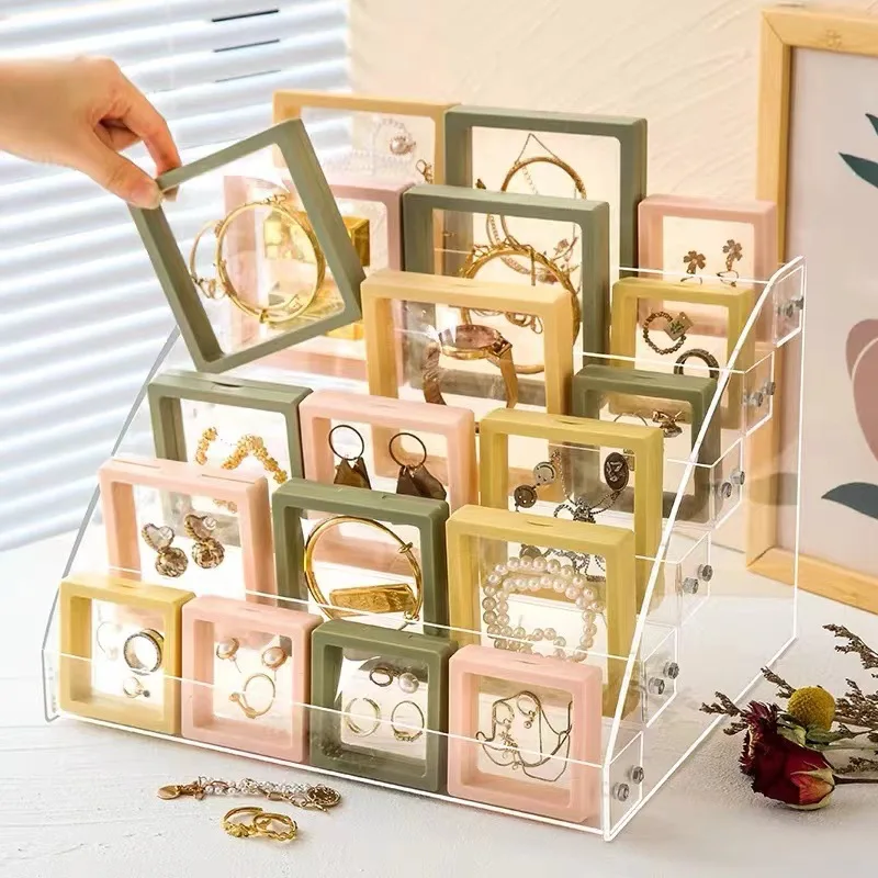 Classic PE Film Suspension Necklace Bracelet Jewelry Display Box Brooch Wear Armor Jewelry Packaging Storage Boxes