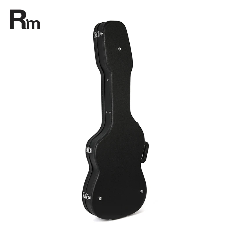 Black Electric Guitar Hard Case Leather Cover Wooden Guitar Case Bag Stylish Upright Custom Instrument Bags&Cases