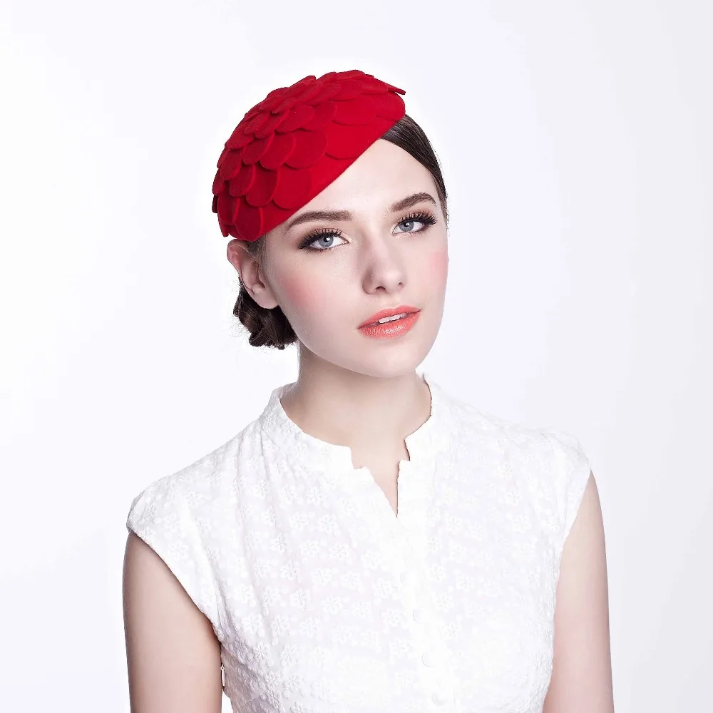 linglong 2024 wholesale wool felt fascinator hats for ladies