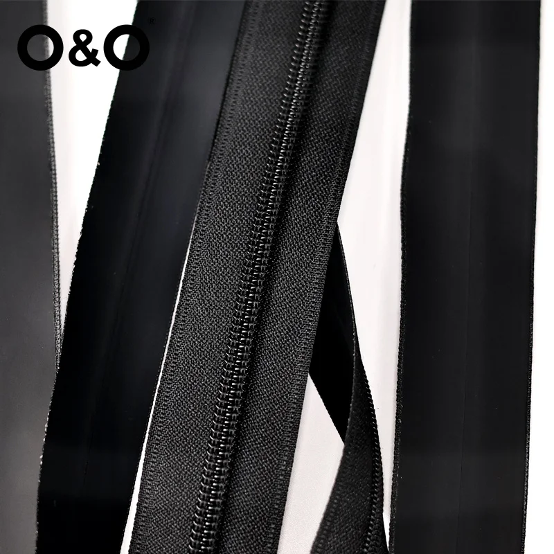 O&O - Wholesale nylon waterproof long chain zipper with PU/ TPU/PVC material waterproof zipper Roll