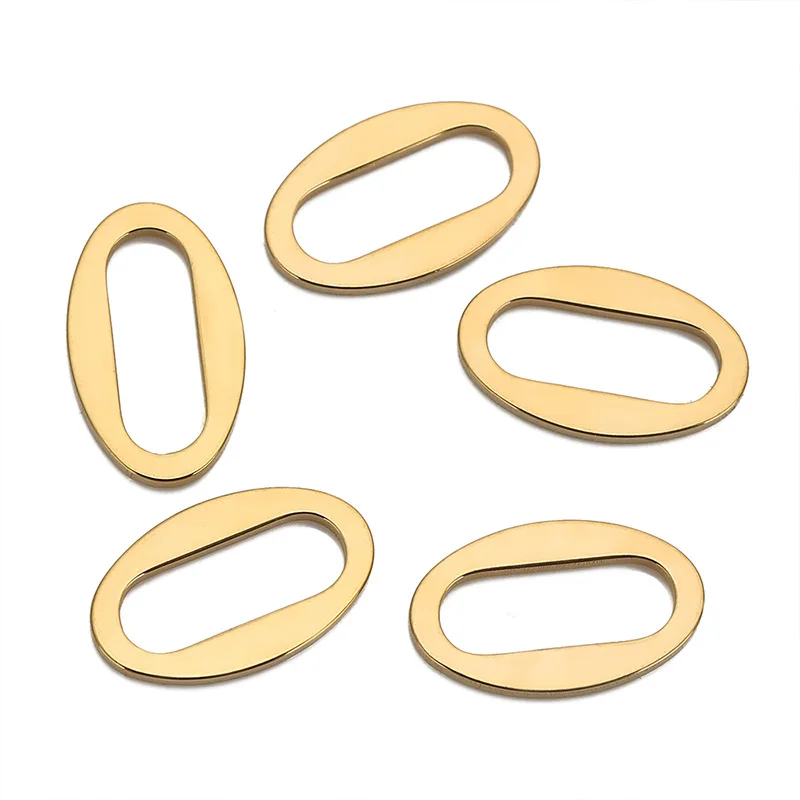 Stainless Steel Flat Wire Oval DIY Jewelry Ring 18k Vacuum Plated O-Ring Necklace Stud Earrings for jewelry findings