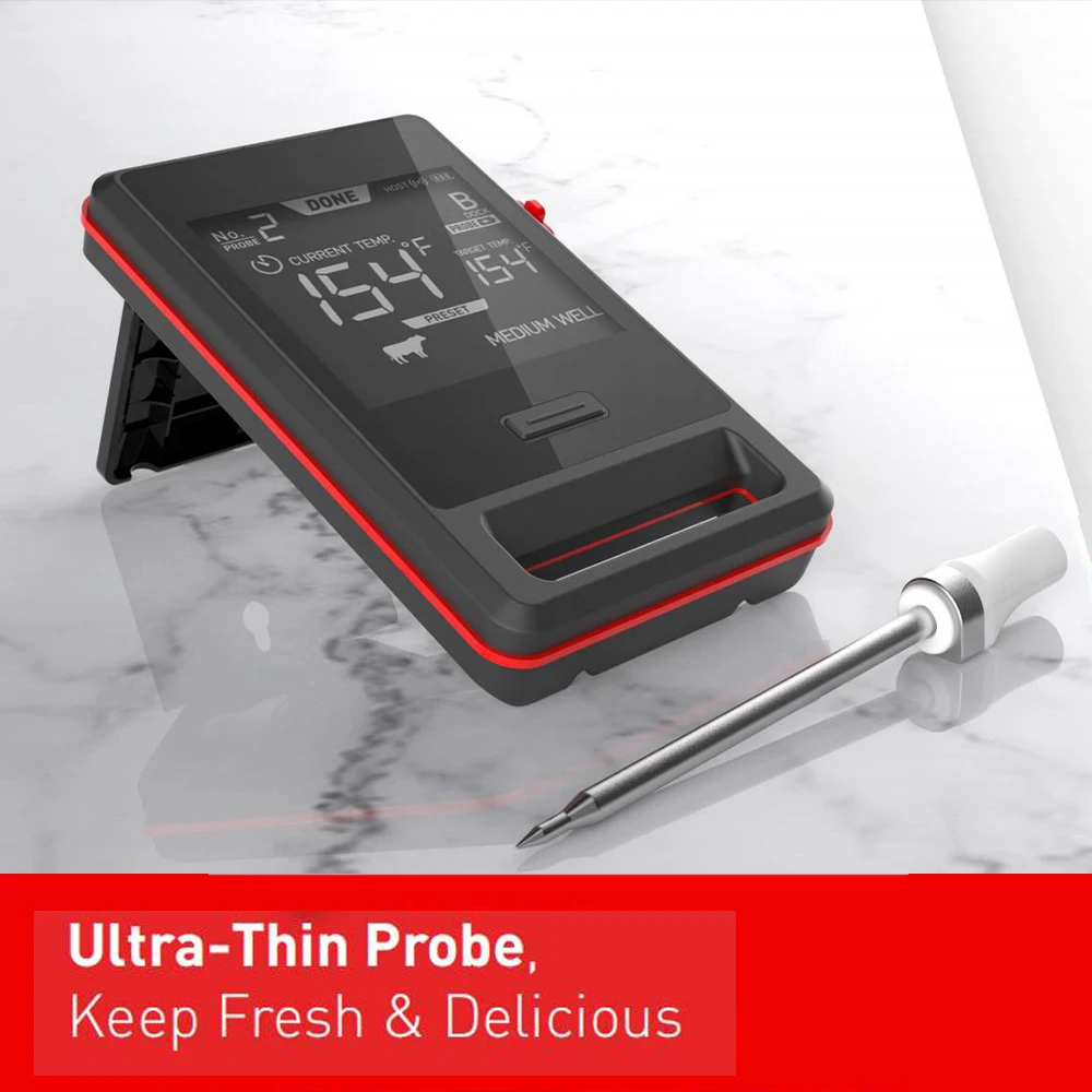 Rechargeable Smart Digital Bluetooth Kitchen Cooking Food Bbq Probe True Wireless Meat Thermometer For Grill Pizza Oven Smoker