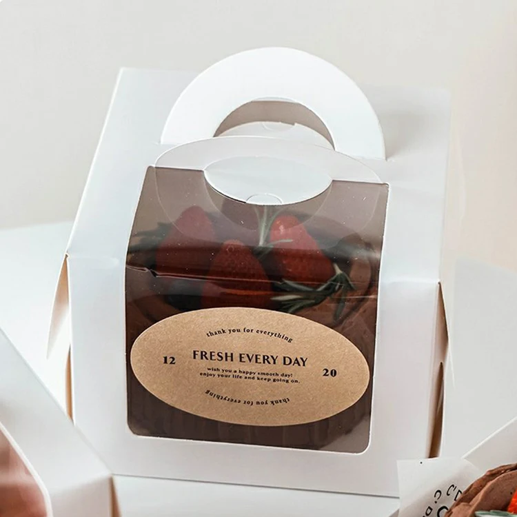 Wholesale recyclable 2 4 6 pieces of brown paper dessert cupcake boxes Food grade cupcake boxes with Window