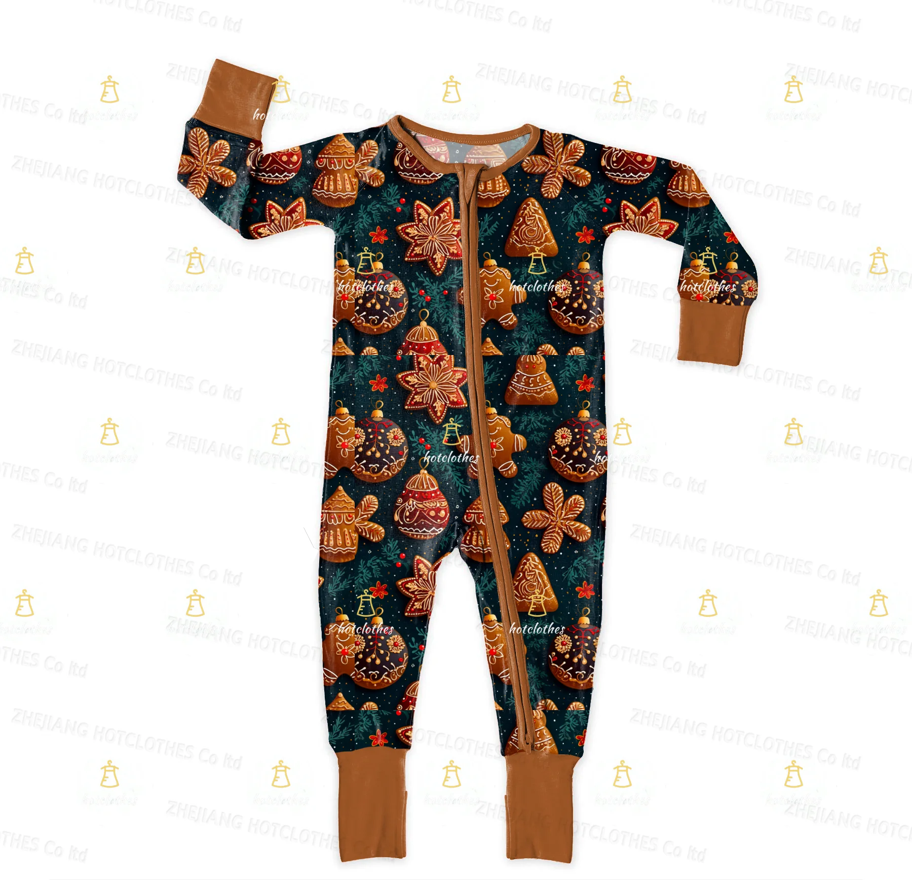 Custom Print Baby Zipper Bamboo Footed Pajamas